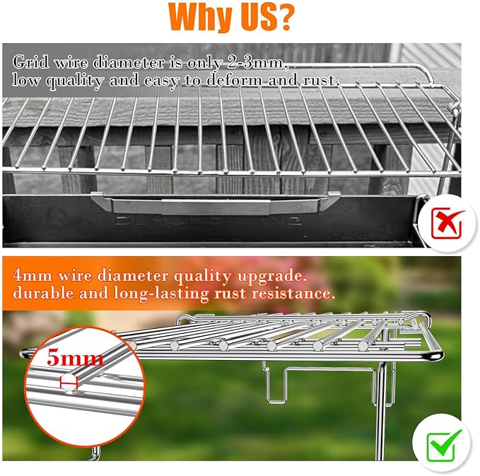 Hisencn Universal Grill Rack for Gas/Wood Pellet/Griddle/Smoker Grill, - Image 4