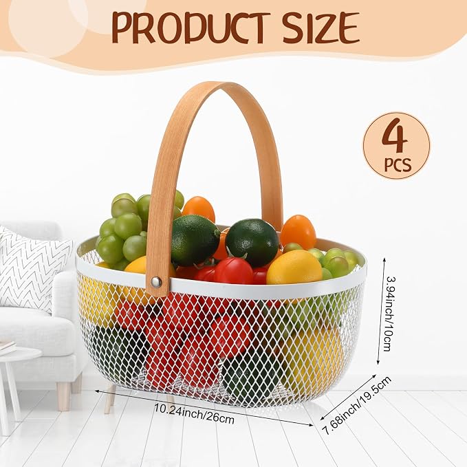 Maxcheck 4 Pcs Oval Metal Wire Storage Basket - Image 2