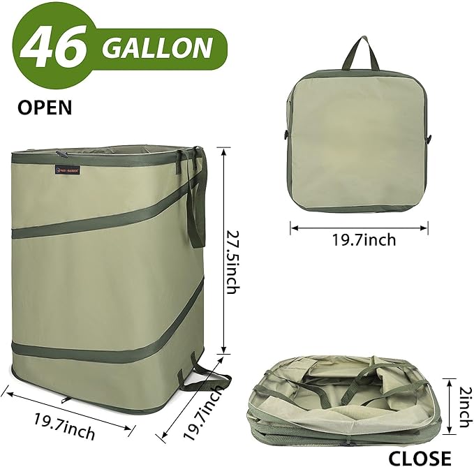 YUDI & GARDEN 46 Gallon Square Collapsible Yard Waste Containers, Collapsible - Image 3