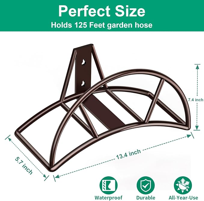 TomCare Garden Hose Holder Heavy Duty Water Hose Holder Wall Mount Hose Hanger - Image 2