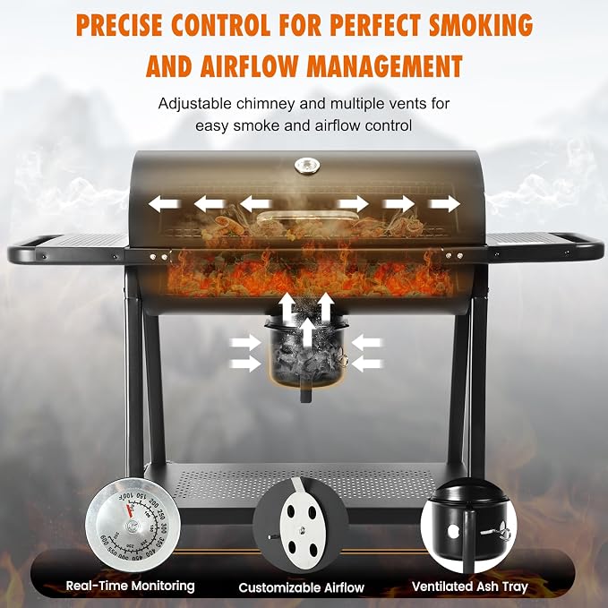 Realcook BBQ Barrel Charcoal Grill: Spacious Premium Outdoor Barbecue Grills - Image 7