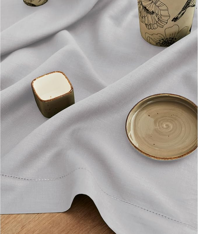 Solino Home Linen Soft Grey Table Runner 108 Inches Long - Image 3