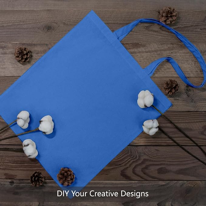 TOPDesign 24-Pack Economical 16"x15" Ocean Blue Cotton Tote Bags, Lightweight - Image 4
