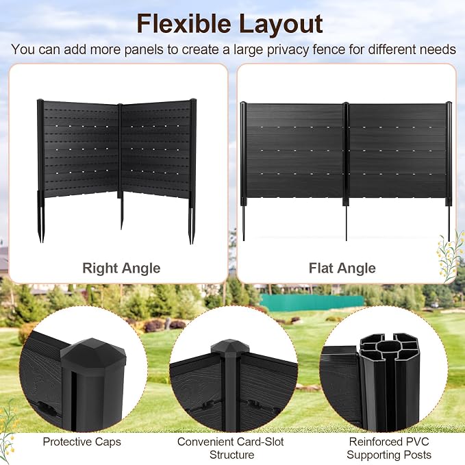 Giantex 4 Panels Outdoor Privacy Screen, HDPE Decorative Trash Can Enclosure - Image 6