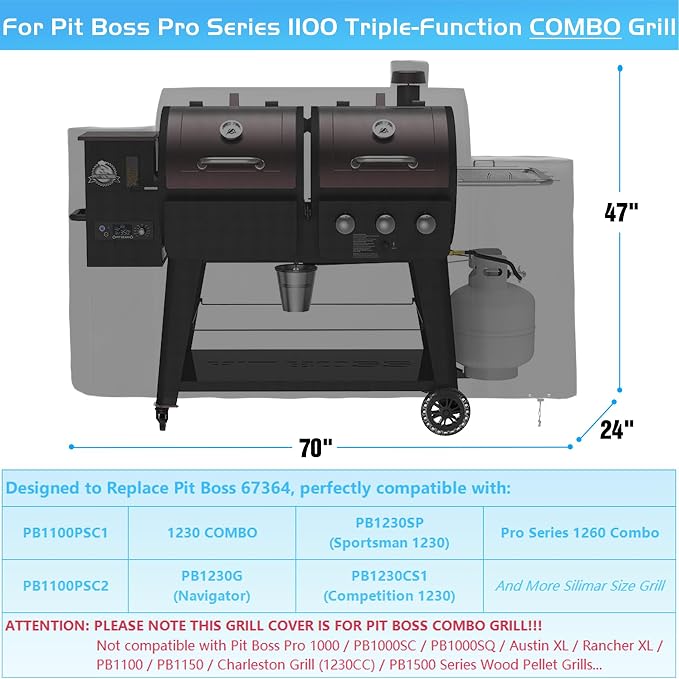 Grill Cover for Pit Boss Pro Series 1100 1230 Triple-Function Combo Grill - Image 4