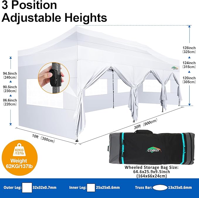 COBIZI 10x30 Pop up Canopy Tent 10x30 Canopy - Image 6