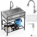 30x18 Inch Stainless Steel Utility Sink-Freestanding Laundry Sink Practicality by FAUENPEEY