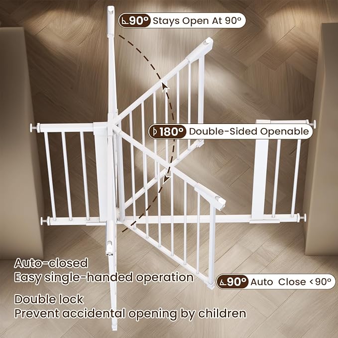 Mumeasy 29.6-46" Baby Gate for Stairs, Pressure Mounted Dog Gate for Doorways - Image 5