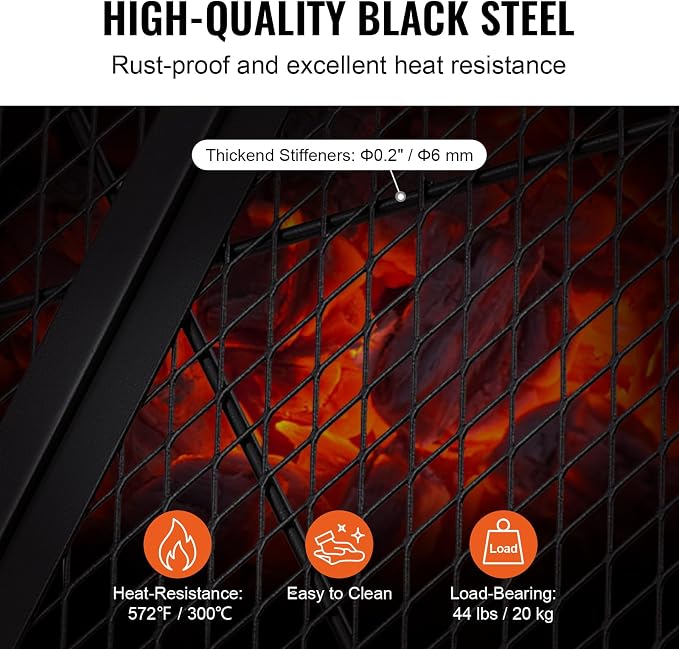 VEVOR X-Marks Fire Pit Grill Grate, Foldable Round Cooking Grate, Heavy Duty - Image 4