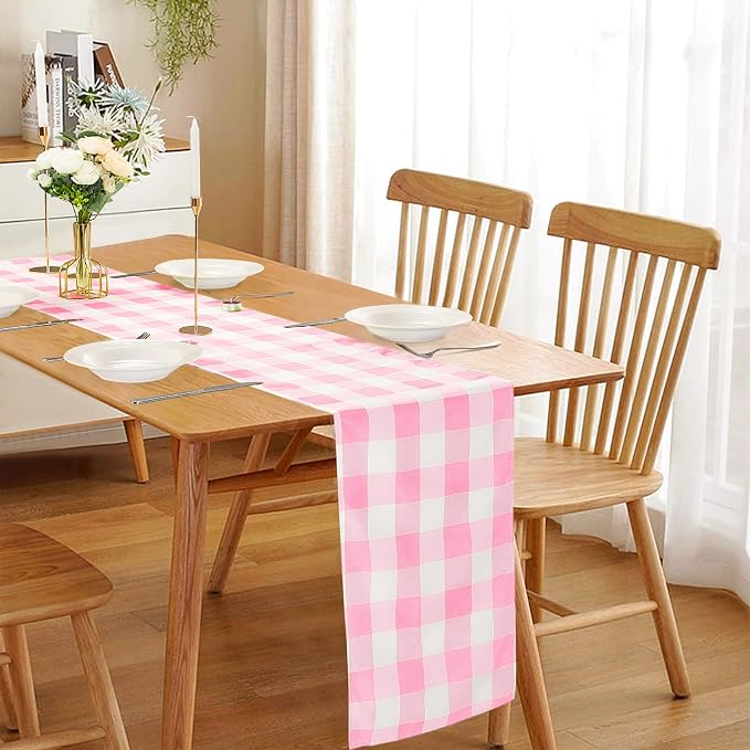 Fabric Checkered Table Runner 6 Pack Waterproof Gingham Table Runner 14W x 108L - Image 6