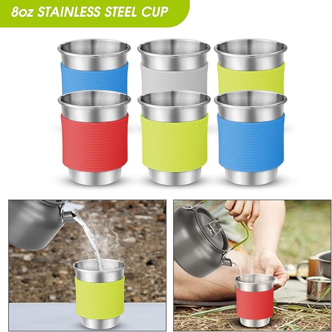 Odoland 39pcs Camping Cookware Mess Kit, Non-Stick Large Size Hanging Pot Pan - Image 5