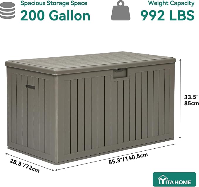 YITAHOME 200 Gallon Extra Large Deck Box, Double-Wall Resin Outdoor Storage Box - Image 9