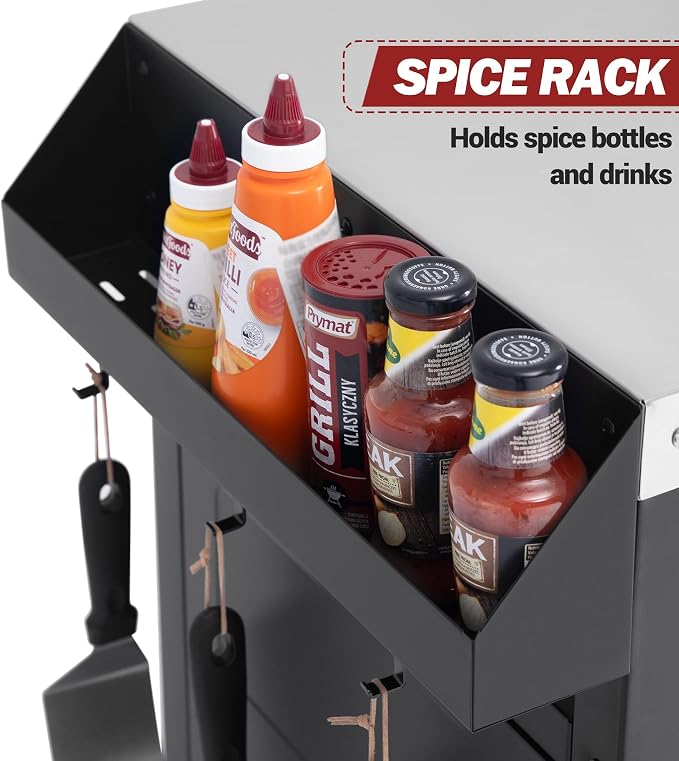 Outdoor Grill Cart with Wheels, Movable Kitchen Island with Storage Cabinet - Image 9