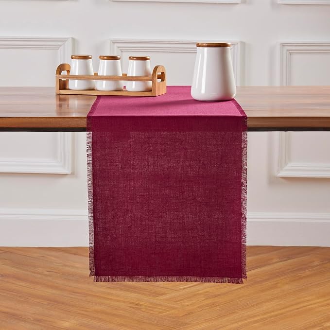 Solino Home Fringe Linen Table Runner 36 Inches - Image 2
