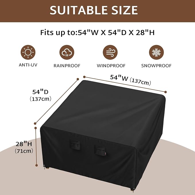 iBirdie Outdoor Patio Furniture Set Covers 54 x 54 inch fit 4 x 4 ft, 50 inch - Image 2