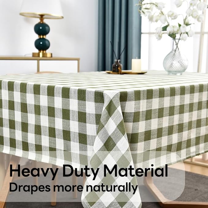 Gingham Tablecloth Rectangle Table Cloth Heavy Duty Cotton Checkered Table Cover - Image 4
