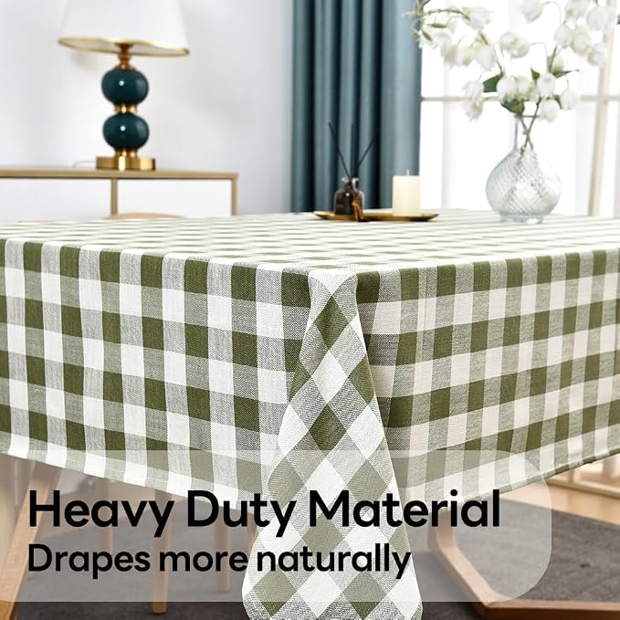 Gingham Tablecloth Rectangle Table Cloth Heavy Duty Cotton Checkered Table Cover - Image 4