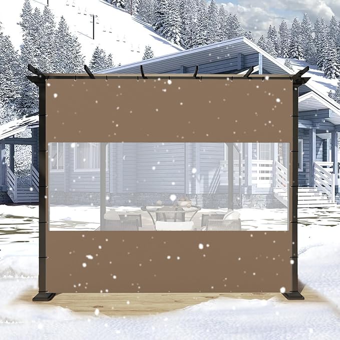 Domi Heavy Duty Outdoor Clear Panel Curtain, 18 oz Waterproof PVC Polyester by domioutdoorliving