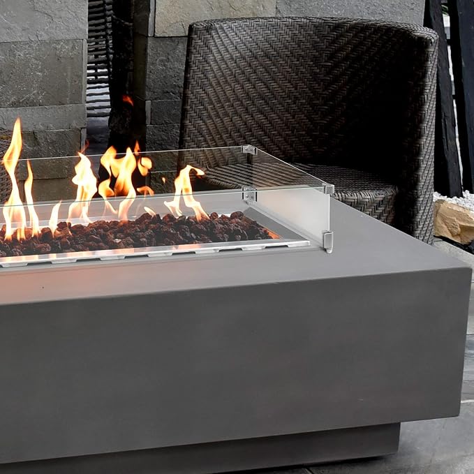 Holy Fire 29.5" L x 13.5" x 6" Rectangle Fire Pit Glass Wind Guard Clear - Image 6