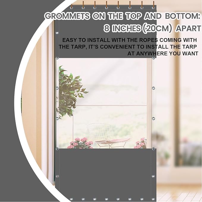 20 Oz Outdoor Vinyl Curtain, Outdoor Clear Panel Curtain, Weather Resistant - Image 4