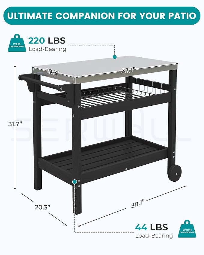 SERWALL Outdoor Grill Cart Table - Image 3