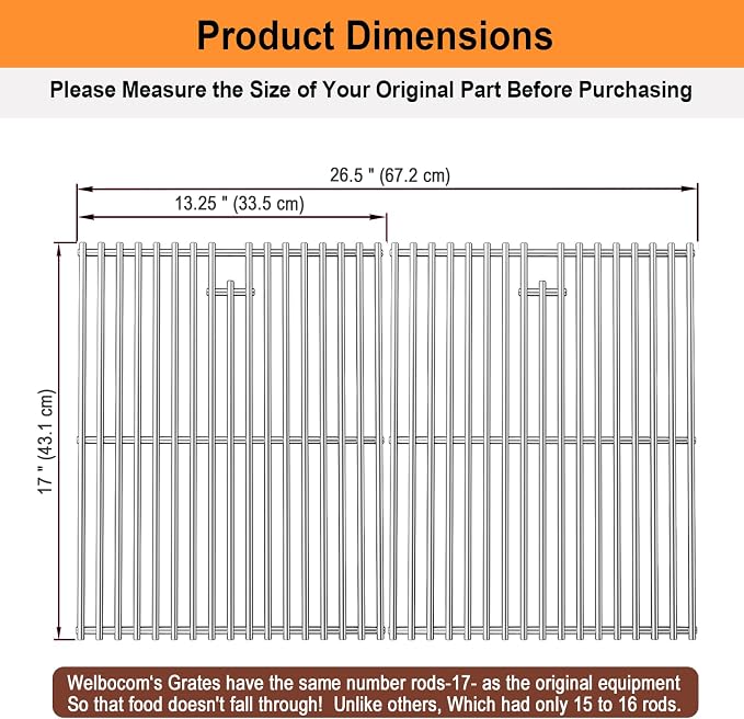 17" Grill Grates for Home Depot Nexgrill 720-0830H 720-0830D 720-0783E 720-0888 - Image 2