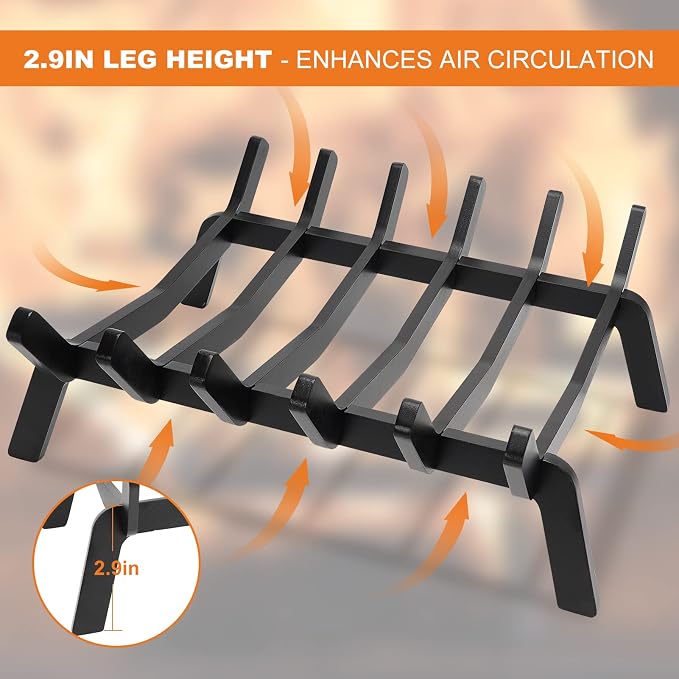 Fireplace Grate 17in Heavy Duty, Small Fire Grate - Image 4