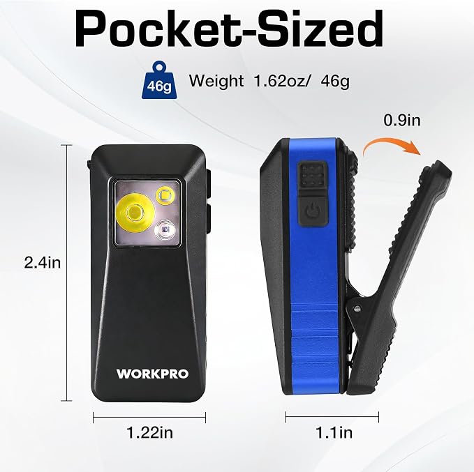 WORKPRO EDC Flashlight Clip-on Light, 500 Lumens Rechargeable Flashlight - Image 6