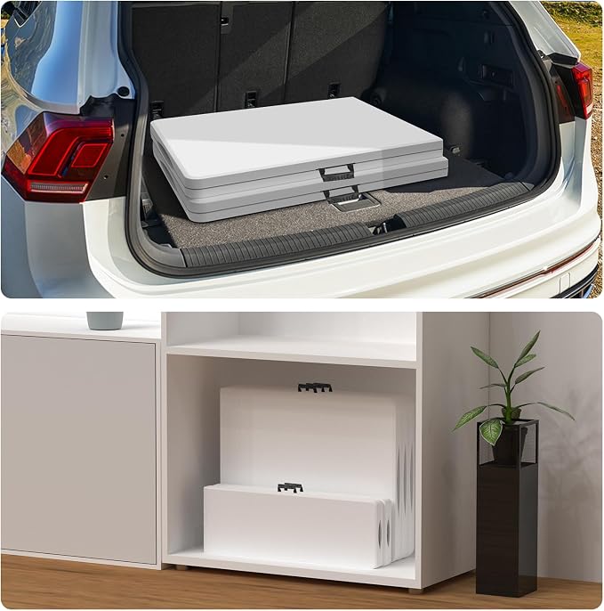 HLPB Folding Table 6ft, Foldable Portable Heavy Duty Plastic Fold-in-Half - Image 7