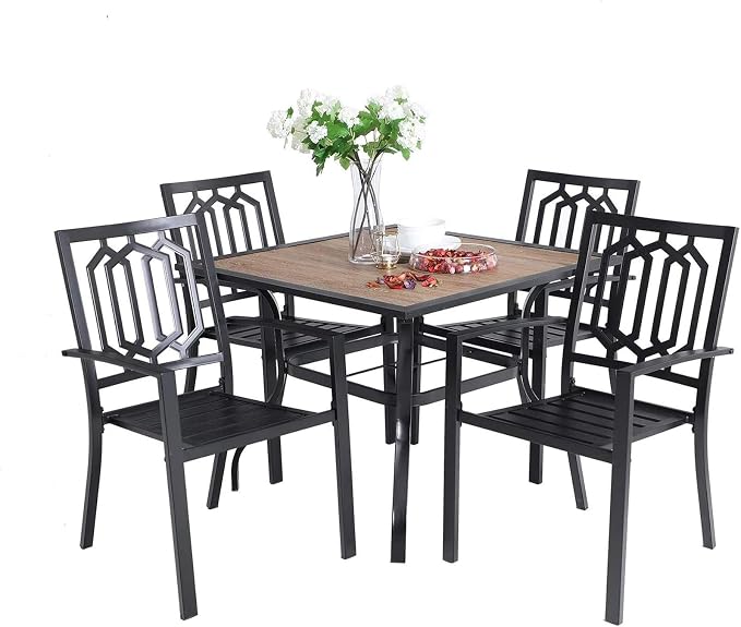 Sophia & William 5 Piece Outdoor Patio Dining Set Metal Table and Chairs Set by SophiaWilliam