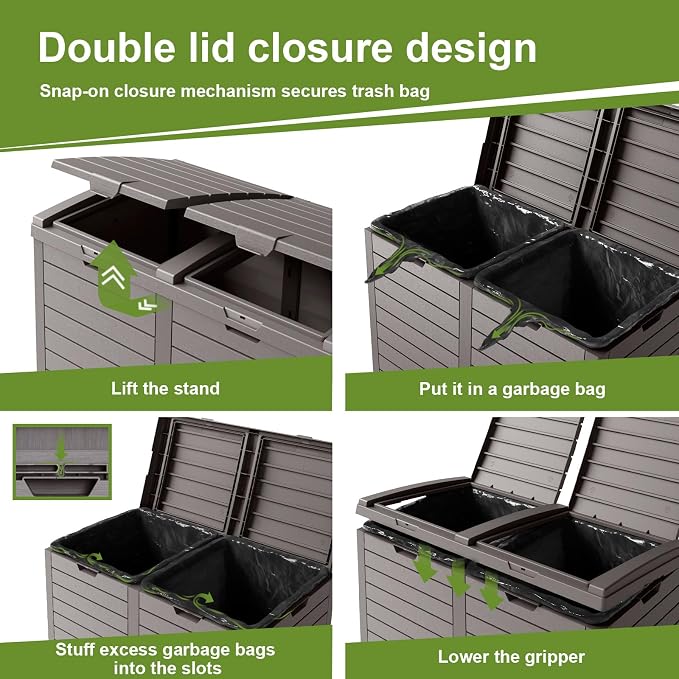 Outdoor Trash Can with lid, Waterproof, UV-Resistant Resin Garbage Can - Image 4