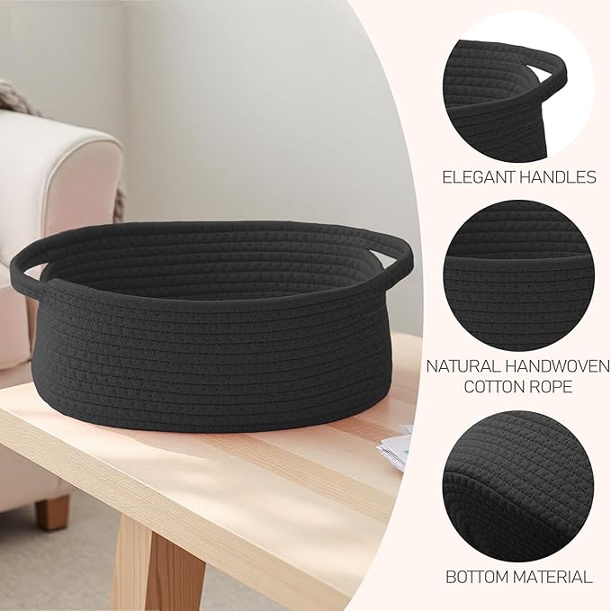Woven Basket, Small Rope Storage Bin - Image 3