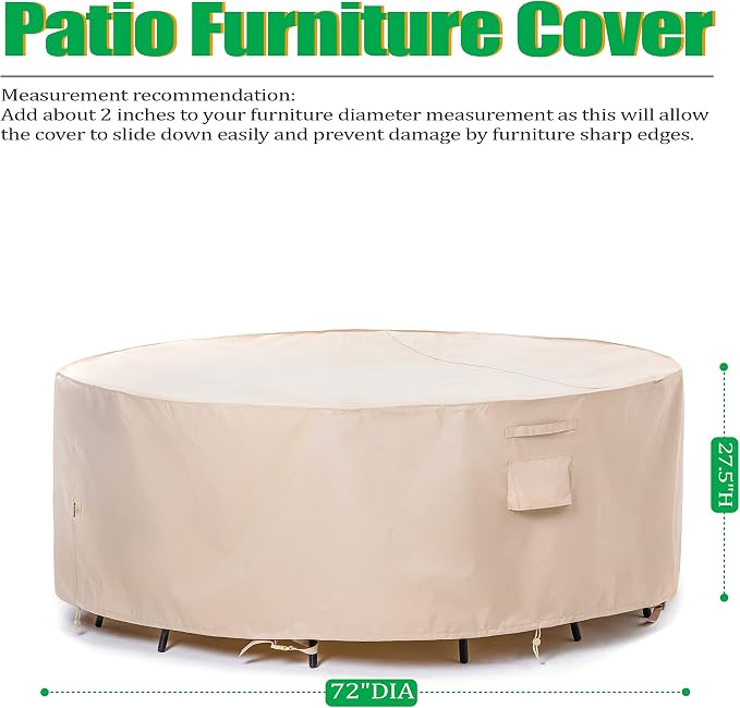 F&J Outdoors Patio Furniture Covers Waterproof UV Resistant Rip-stop Fabric - Image 2