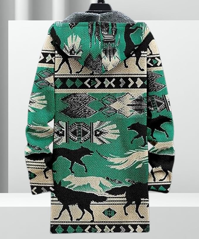 Men's Hooded Sweater Coat Knit Fleece Lined Long Cardigan Jacket - Image 2
