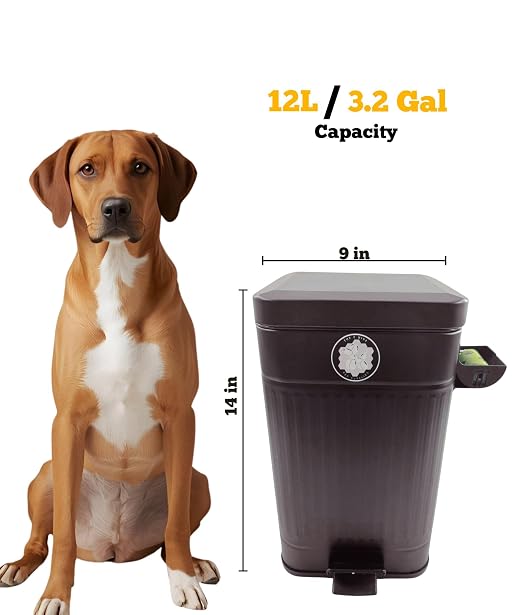 Dog Poop Trash Can Outdoor Activated Carbon Filter Odor Control, 3.2 Gallon - Image 2