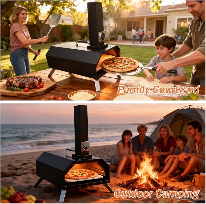 Christmas Gifts Pizza Oven Outdoor 12" Portable Pellet Pizza Stove Wood Fired - Image 7