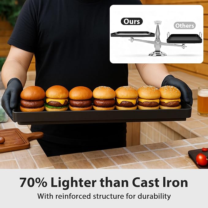 Utheer Nonstick Reversible Aluminum Ceramic Griddle 23" x 16", 70% Lighter - Image 8