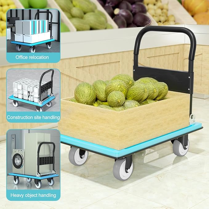 WUD Push Cart, Folding Mobile Platform Trolley, Thickened and Reinforced - Image 5