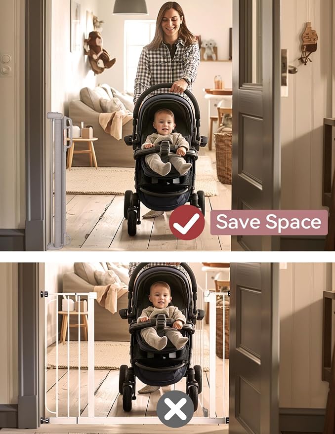 Momcozy Retractable Baby Gate, Extends up to 55" Wide, Child Safety Baby Gates - Image 3