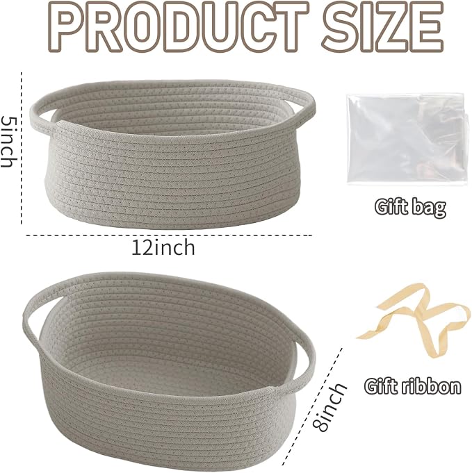 Woven Basket, Small Rope Storage Bin - Image 2