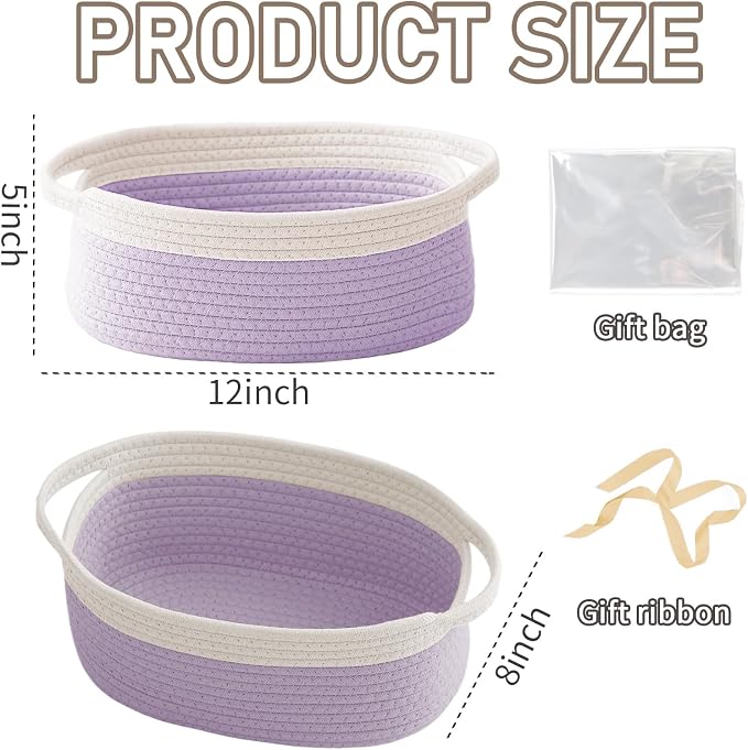 Woven Basket, Small Rope Storage Bin - Image 2