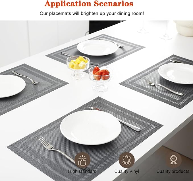 Placemats Set of 8, Heat and Stain Resistant Indoor/Outdoor Place mats - Image 2