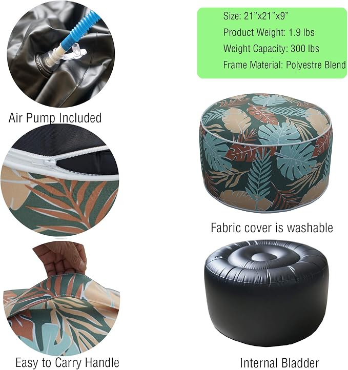 Kozyard Inflatable Stool Ottoman Used - Image 3