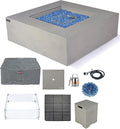 Elementi+ | Bundle Capertee Gas Fire Pit Cast Concrete 40" Square Fire Table by AMSFireplaceInc
