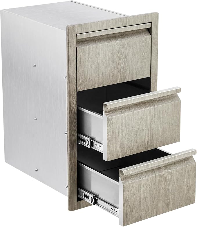 Stainless Steel Outdoor Kitchen Triple Drawers 14.7" W x 18.5" D x 24.5" H by GarveeTech