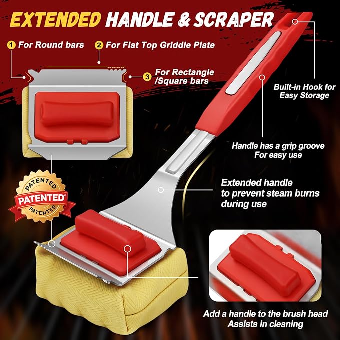 Grill Brush Bristle Free with 2 Cleaning Brush Heads, Cleaning with Steam - Image 2