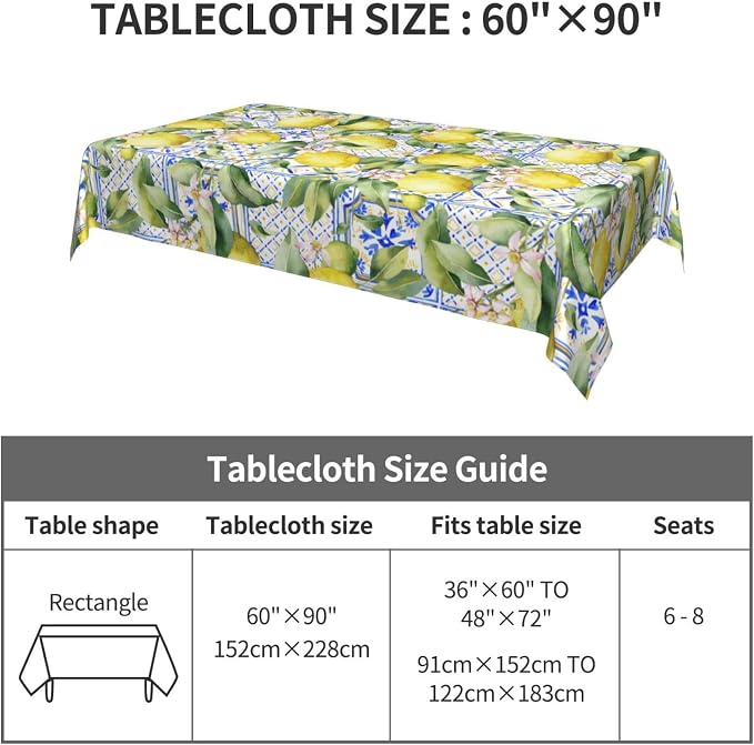 Worltoldb Lemon Tablecloths Polyester Table Cloth - Image 3