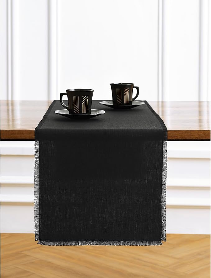 Solino Home Linen Black Table Runner 90 Inches Long - Image 2