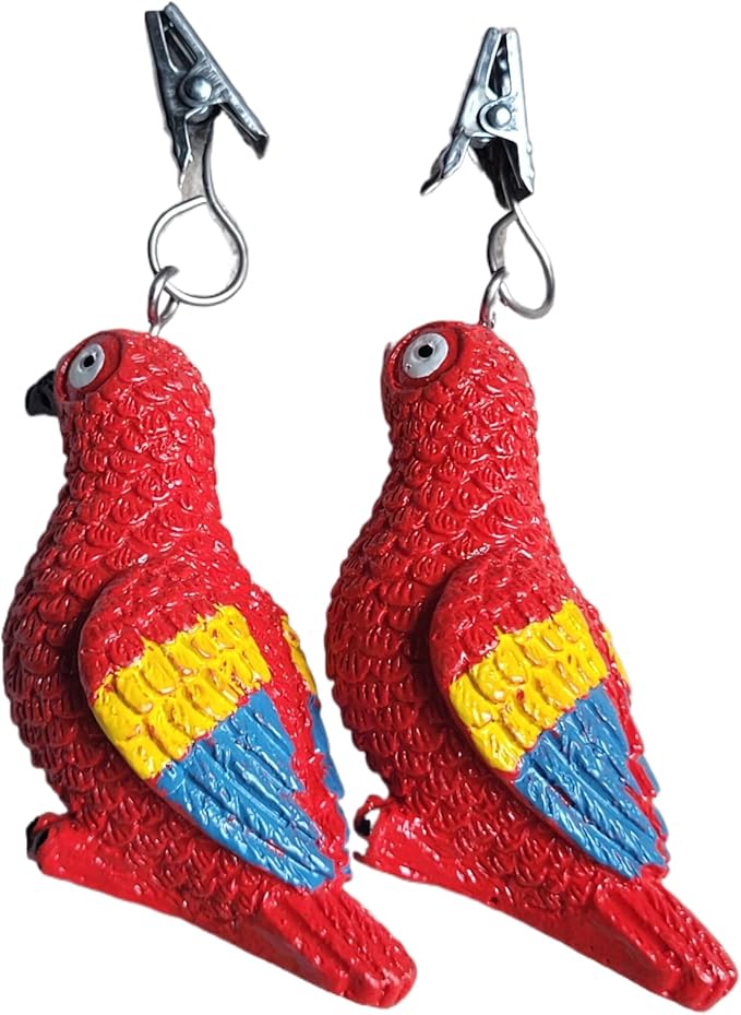 TwoFish Home Set of 4 Red Parrot Resin Tablecloth Weights Clips Red Parrot - Image 8