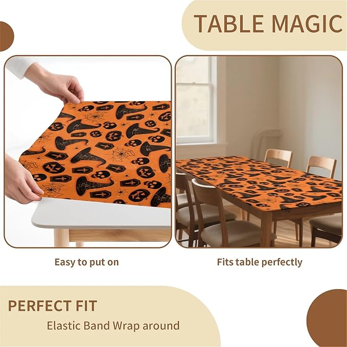 Rectangle Table Cloth Cover Waterproof Elastic Fitted Polyester Fitted - Image 4
